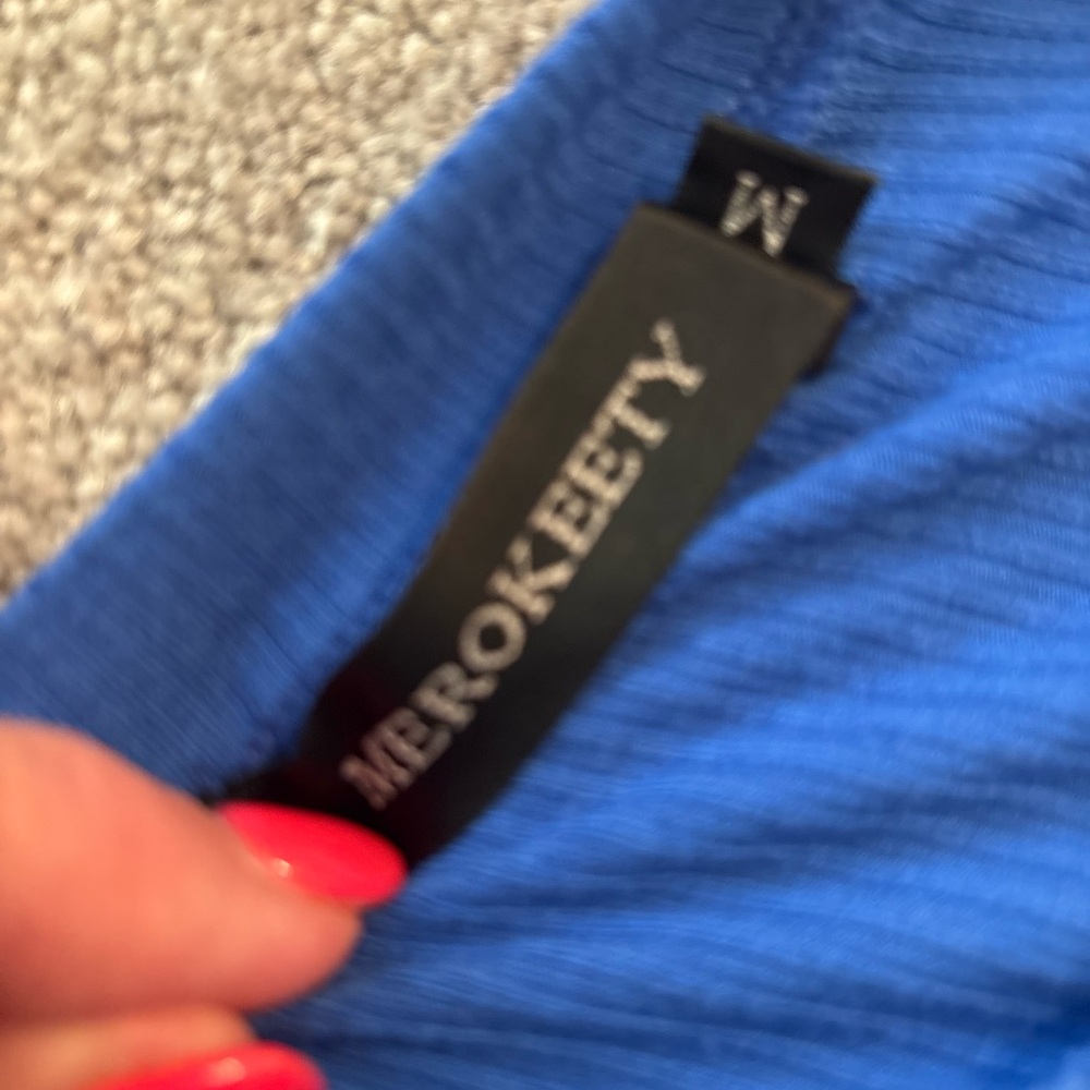 Women's Blue Ribbed Top - Picture 3 of 3